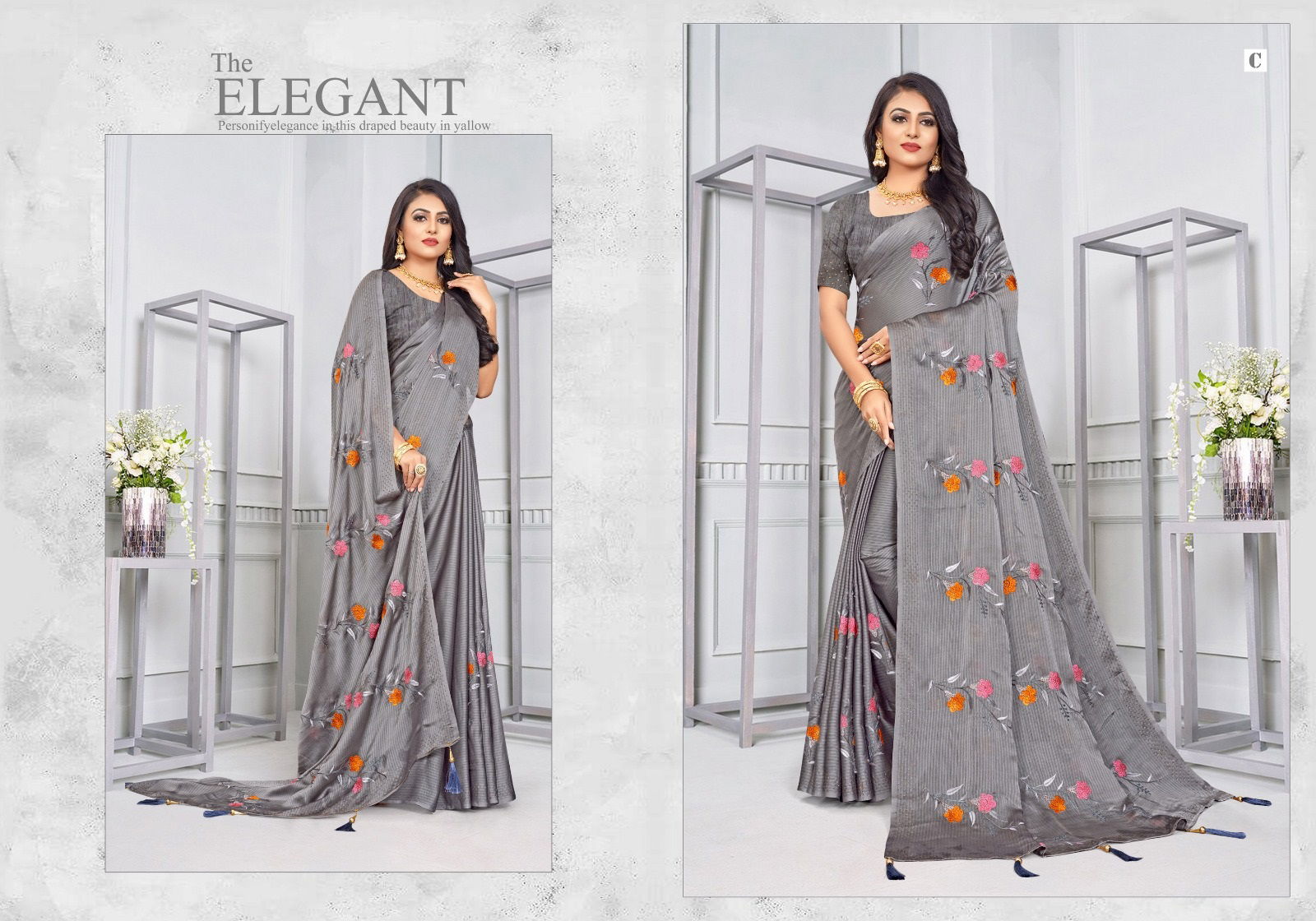 Gemini Silk Swarovski Work Designer Sarees
